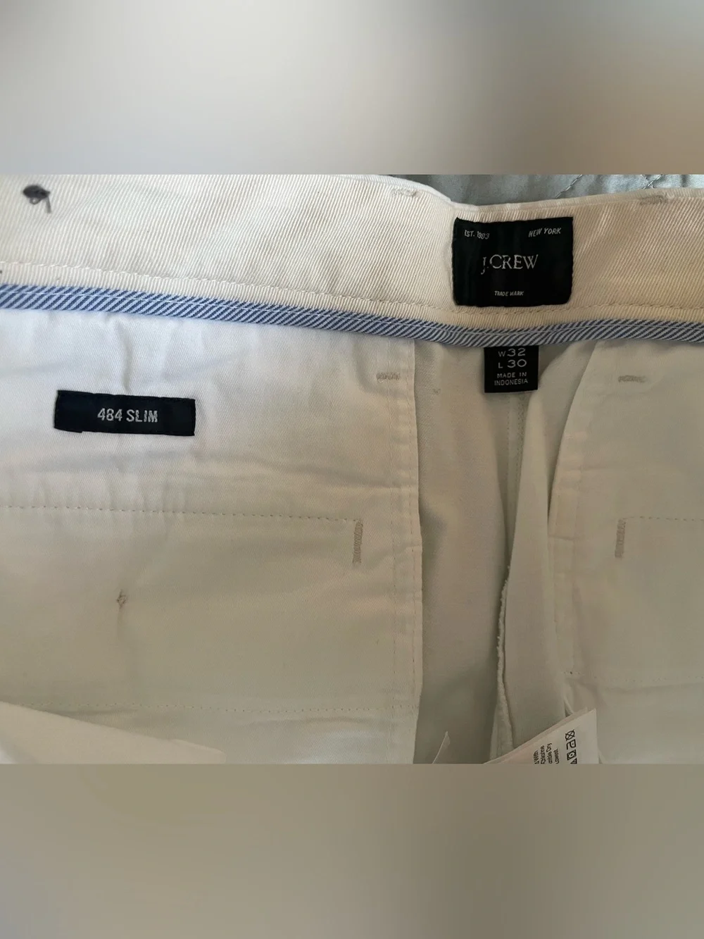 J. CREW 484 Slim-fit stretch chino pant in White Size 32/30 NWOT $98 AR885